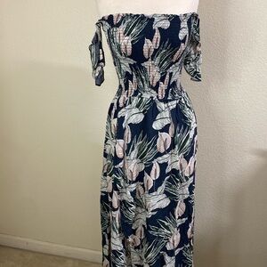 On the Road tropical floral wrap‎ flutter sleeves Medium